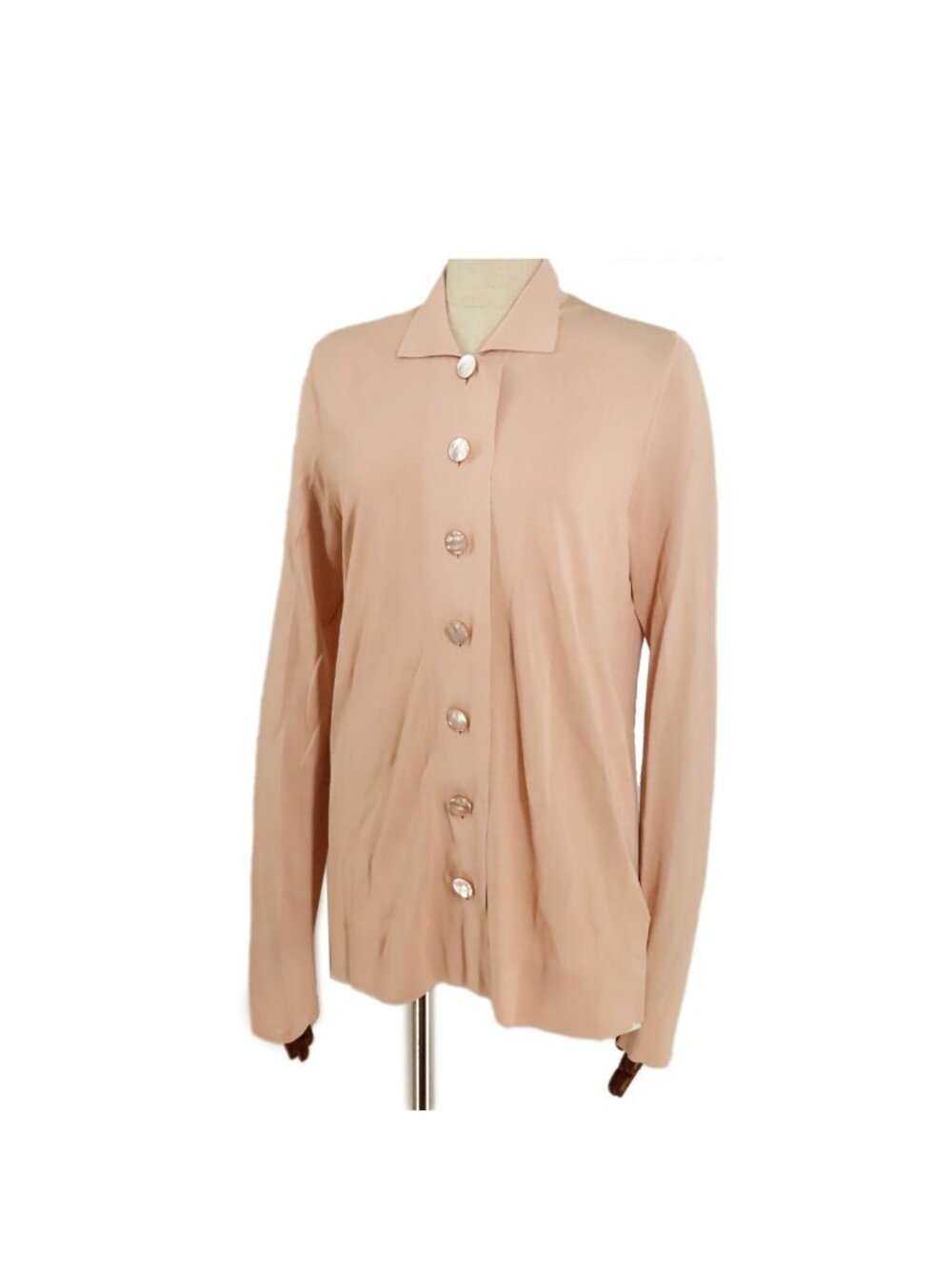 Hermes Cardigan Rose Poodle Rayon Long Sleeve Top 38